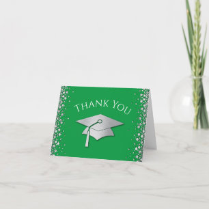 Green and Silver Graduation Thank You Card