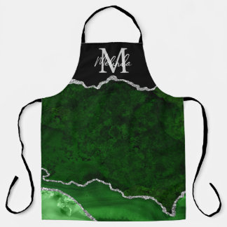 Green and Silver Marble Agate Apron