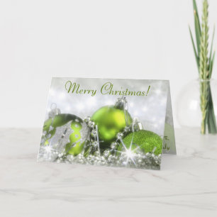 Green and Silver Merry Christmas Greeting Card