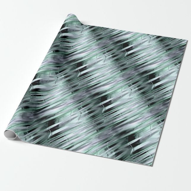 Green and Silver Metallic Effect Wrapping Paper (Unrolled)