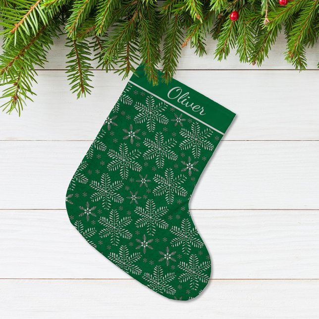 Green and Silver Personalised Large Christmas Stocking (Creator Uploaded)