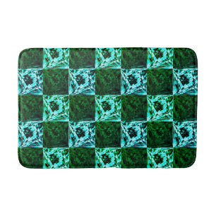 Green and sky blue chess or cyan, with rectangle bath mat