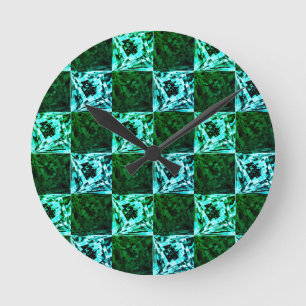 Green and sky blue chess or cyan, with rectangle round clock