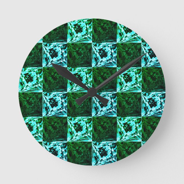 Green and sky blue chess or cyan, with rectangle round clock (Front)
