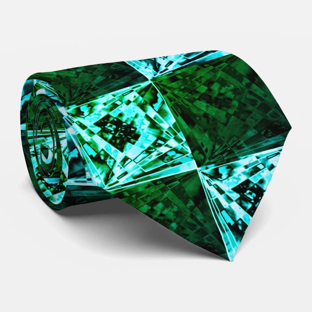 Green and sky blue chess or cyan, with rectangle tie (Rolled)