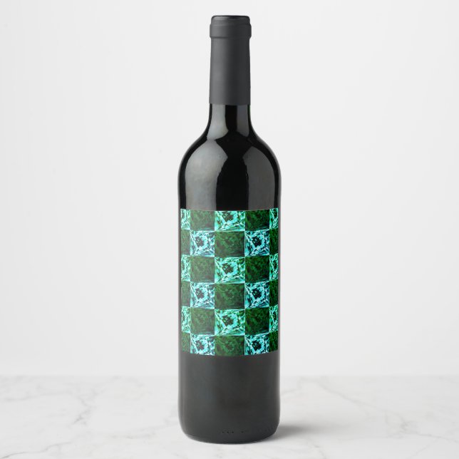 Green and sky blue chess or cyan, with rectangle wine label (Front)