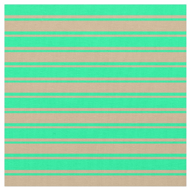 Green and Tan Lines/Stripes Pattern Fabric (Close Up)