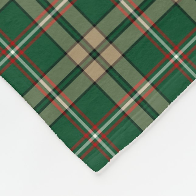 Green and Tan Plaid O'Neill Tartan Fleece Blanket (Corner)