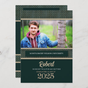 Green and Taupe Graduation Class 2025 Photo Invitation