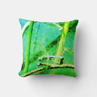 green and teal dragonfly, pattern pillow
