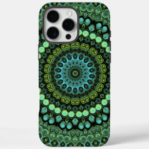 Green and Teal Kaleidoscope Mandala Pattern iPhone 16 Pro Max Case