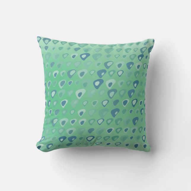 Green and Teal Triangles Texture on Light Green Cushion (Front)