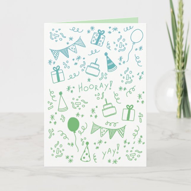 Green And Turqouise Celebration Card (Front)