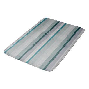 Green and Turquoise Abstract Stripes Bath Mat