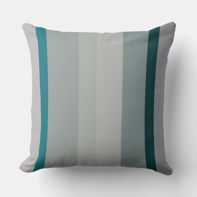 Green and Turquoise Abstract Stripes Cushion (Front)