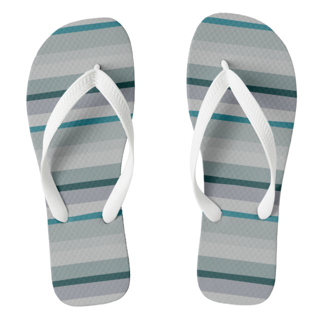 Green and Turquoise Abstract Stripes Jandals (Footbed)