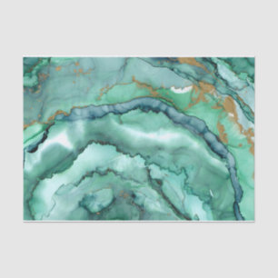 Green and Turquoise Abstract Watercolor Marble   Tissue Paper