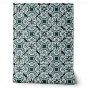 Green and turquoise geometric wallpaper 2' x 4'