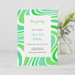 green and turquoise groovy invitation
