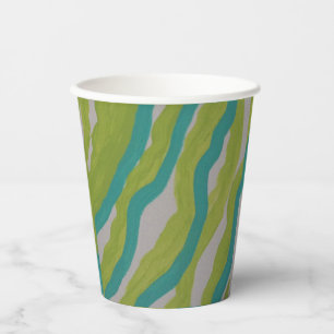 Green and Turquoise Striped Paper cup