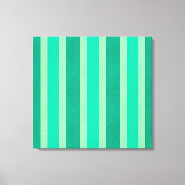 Green and Turquoise Stripes Canvas Print (Front)