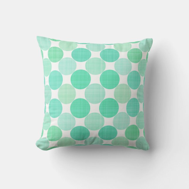 green and turquoise textured dots cushion (Front)