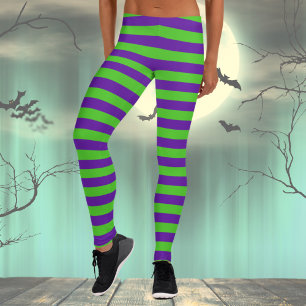Green and violet stripes leggings