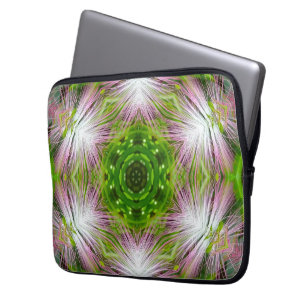 GREEN AND WHITE ABSTRACT DRAWING. SAMER BRASIL. 2 LAPTOP SLEEVE