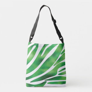 Green and White Abstract Stripes Crossbody Bag
