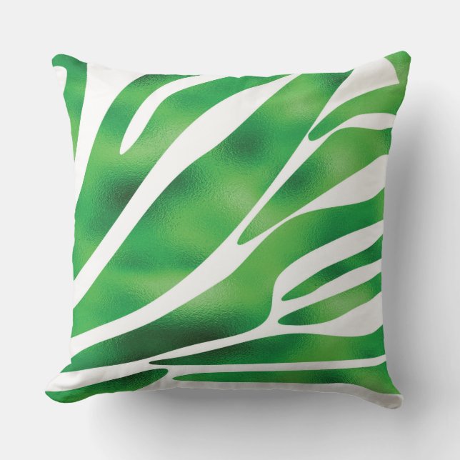Green and White Abstract Stripes  Cushion (Front)