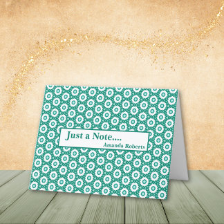 Green and White Abstract Wheel Pattern Note Cards