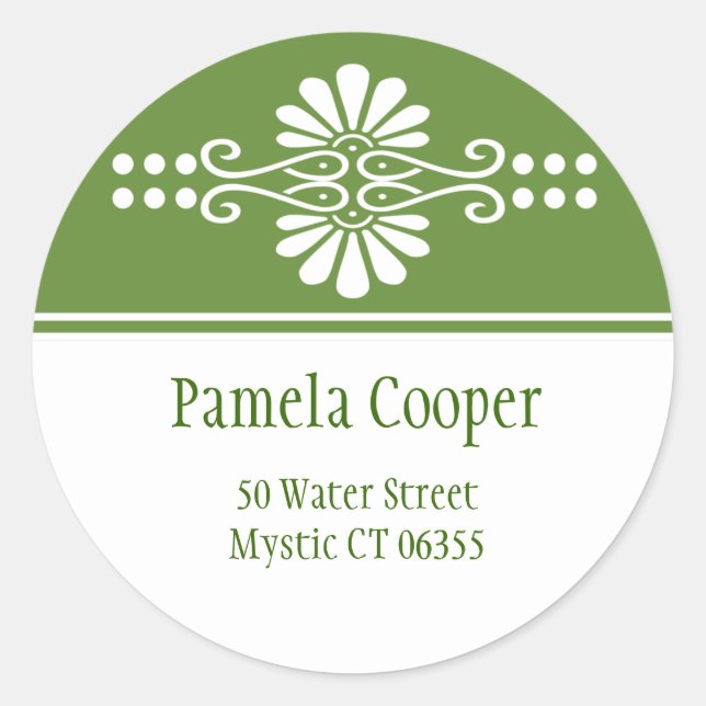 Green And White Address Label Stickers (Front)