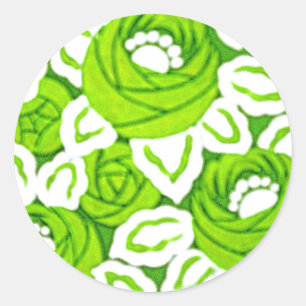 Green and White Art Deco Flower sticker