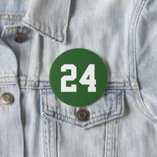 Green and White Athlete Jersey Number 7.5 Cm Round Badge