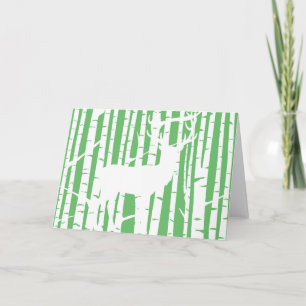 Green and White Birch Tree Forest Greeting Card