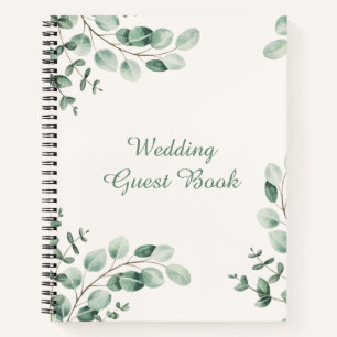 Green and White Bohemian Wedding Spiral Notebook