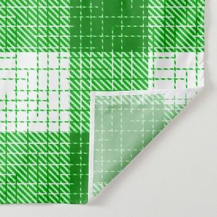 Green and White Bold Checkered Plaid Design Fabric