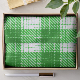 Green and White Bold Checkered Plaid Design  Tissue Paper