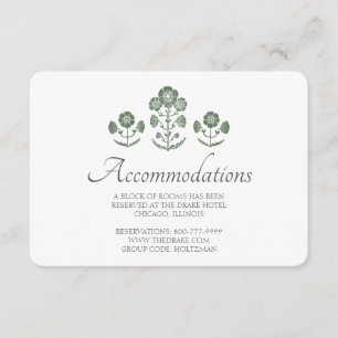 Green and White Botanical Block Print Wedding Enclosure Card