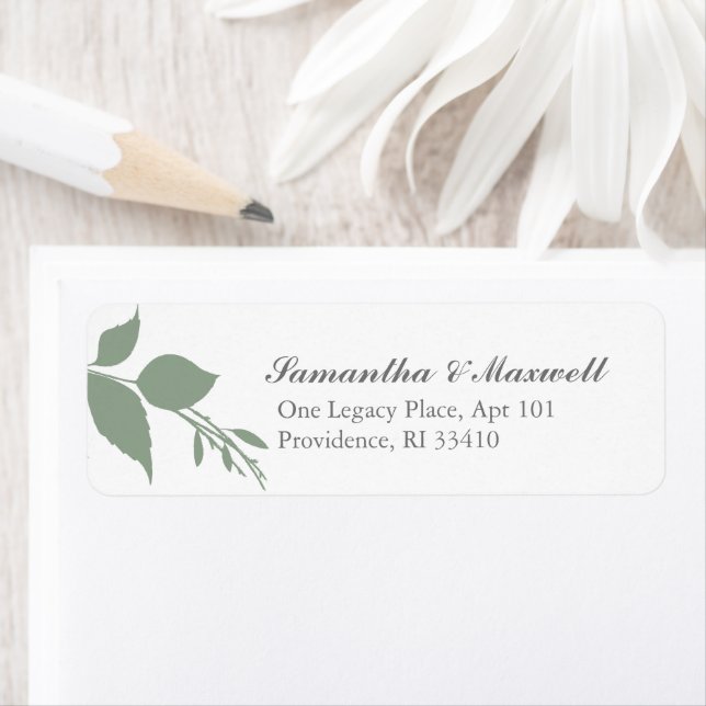 Green and White Botanical Greenery Return Address (Insitu)