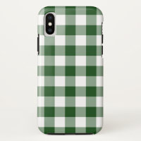 Green and White Buffalo Plaid iPhone X Case