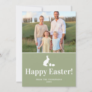 Green And White Bunny With Custom Photo Easter Card