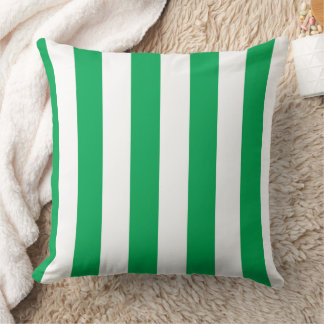 Green and White Cabana Stripes  Cushion