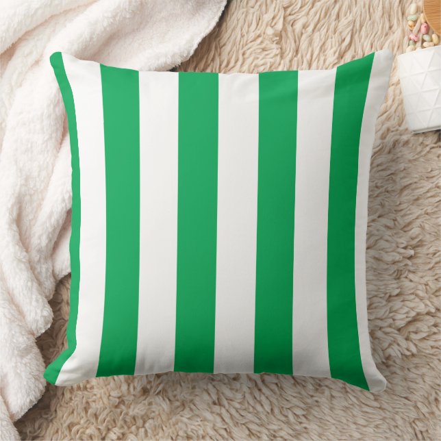 Green and White Cabana Stripes  Cushion (Blanket)