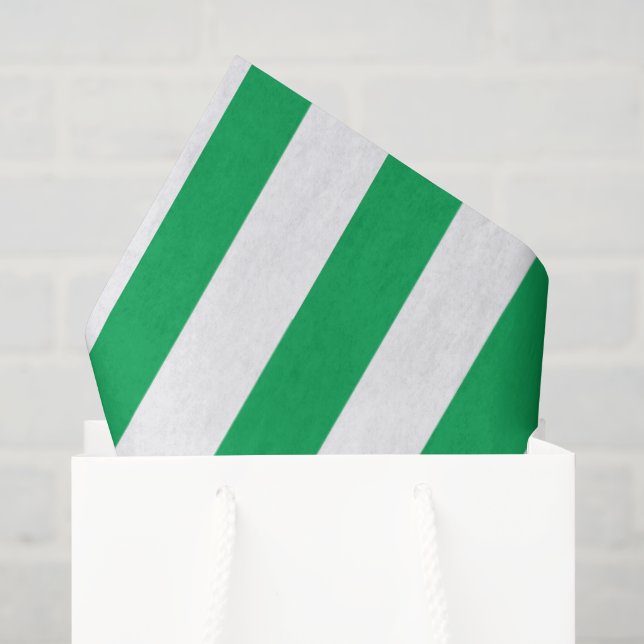 Green and White Cabana Stripes  Tissue Paper (Gift Bag)