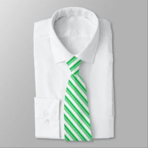 Green and White Candy Cane Stripes Christmas Tie
