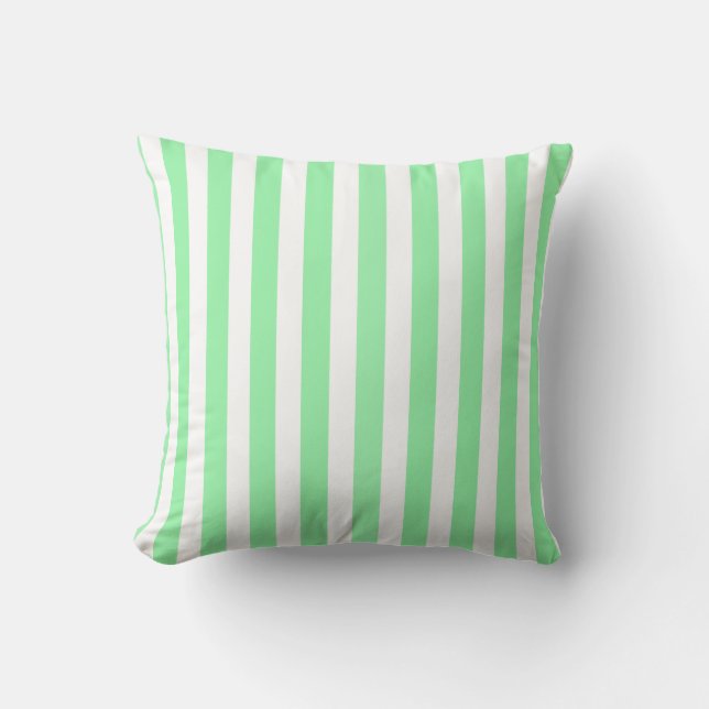Green and white candy stripes cushion (Front)