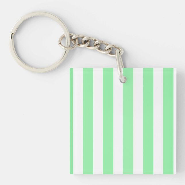Green and white candy stripes key ring (Front)