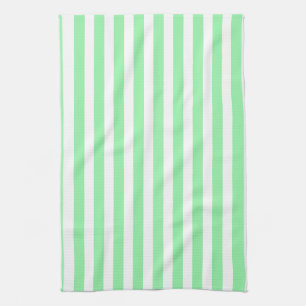 Green and white candy stripes tea towel