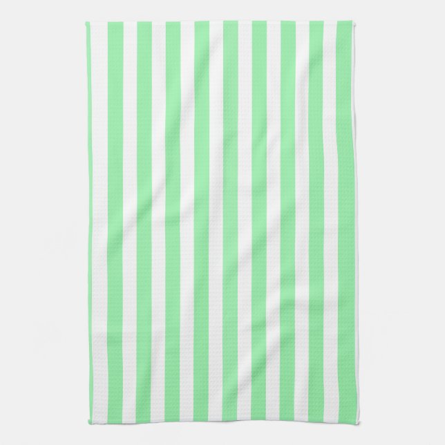 Green and white candy stripes tea towel (Vertical)